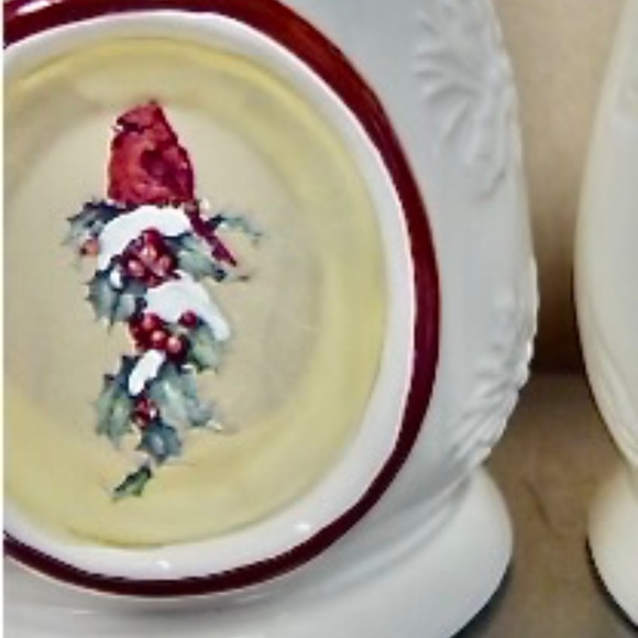 🎄SALE See-Thru Window Red Cardinal Ceramic Candle Holder NEW, votive tealight - Picture 4 of 5